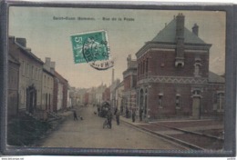 Carte Postale Toilée 80. Saint-Ouen  Rue De La Poste  Très Beau Plan - Saint Ouen