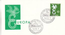 Canoë - Allemagne - République Fédérale - Lettre De 1959 - Oblit Duisburg - Championnat D'europé De Canoë - Europa 58 - Kanu