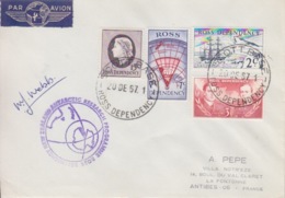 Polaire Néozélandais, N° 5 à 8 Obl. Scott-Base Le 20 DE 67 + Cachet Research Violet Et Signature - Storia Postale