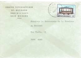 Enveloppe à En-tête Du Centre Psychiatrique St-Bernard, Manage, Adressée Au Gouverneur De La Province Du Hainaut 02/1987 - Sin Clasificación