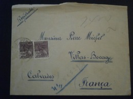 BRASIL BRESIL BRAZIL TIMBRES REGISTRADO RECOMMANDE SANTOS VILLERS BOCAGE CALVADOS LETTRE ENVELOPPE COVER LETTER PLI - Airmail (Private Companies)