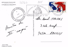 TP N° 3195 Seul Sur Carte Postale Du Congrès Du Parlement De Versailles Du 28/6/99 - 1961-....