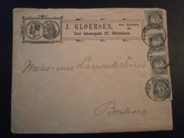 NORVEGE NORGE NORWEGEN NORWAY KRISTIANA BORDEAUX GIRONDE VIN SPIRITUEUX VINE SPIRITUOSA LETTRE ENVELOPPE COVER LETTER - Lettres & Documents