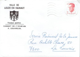 Enveloppe à En-tête Du Cabinet De L'Echevin P. Couvreur (Ville De Leuze-en-Hainaut), Adressée Au SPJ (1989) - Ohne Zuordnung