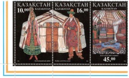 Kazakhstan 1996 . Costumes. Strip Of 3v:10,16,45.  Michel # 145-47 - Kazakhstan
