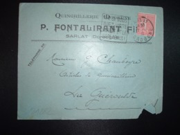 LETTRE TP SEMEUSE 50c OBL. DAGUIN 17 II 30 SARLAT DORDOGNE (24) QUINCAILLERIE MODERNE P. FONTALIRANT - Autres & Non Classés