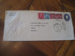 NEW YORK Church Street Sta. NY 1958 To London England 4 Stamp On Air Mail U533 Postal Stationery Cover USA - 1941-60