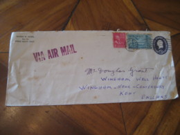 PEBBLE BEACH Monterey California CA 1953 To Wingham England 2 Stamp On Air Mail U533 Postal Stationery Cover USA - 1941-60