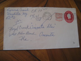 UNADILLA Otsego New York NY 1958 To Oneonta 2 Cents Surcharged U538 Postal Stationery Cover USA - 1941-60