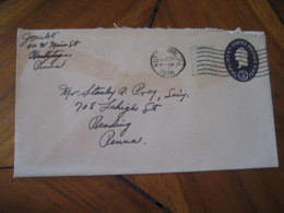 KUTZTOWN Berks Pennsylvania PA 1958 To Reading PA 1 Cent Surcharged U540 Postal Stationery Cover USA - 1941-60