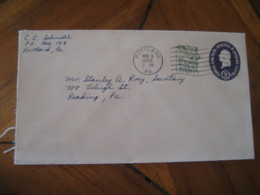 PORTLAND Northampton Pennsylvania PA 1958 To Reading PA 1 Cent Surcharged U540 Postal Stationery Cover USA - 1941-60