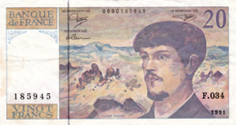FRANCE 20 FRANCS 1991 VF P-151e "free Shipping Via Regular Air Mail (buyer Risk)" - 20 F 1980-1997 ''Debussy''