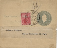 1902- Bande De Journal E P 4 Centavos + Compl. 5 Centavos Pour Paris - Storia Postale
