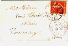 ERNECOURT Meuse Enveloppe Carte De Visite Mignonnette 25c Semeuse Jaune Brun Yv 235 Ob Cercle Pointillé Lautier B4 - Storia Postale