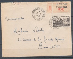 FRANCE - 13.02.1950 Reco Cover From ST.GERVAIS D'AUVERGNE (Puy De Dome) To PARIS - 1921-1960: Modern Period
