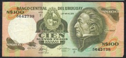 Delcampe - URUGUAY P62c 100 N.P. (1986) Serie F Signature 19a VF NO P.h. - Uruguay