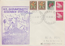 Polaire Néozélandais, N° 384, 385, 386 Obl. Campbell Is. Le 18 JA 66 + Gd Cachet Illustré Antarctic Station (Météo...) - Briefe U. Dokumente