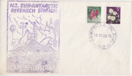 Polaire Néozélandais, N° 386, 388A Obl. Campbell Is. Le 19 OC 66 + Gd Cachet Illustré Antarctic Station (Météo...) - Brieven En Documenten