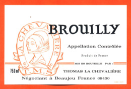 étiquette Vin De Brouilly Thomas La Chevalière à Beaujeu - 75 Cl - Beaujolais