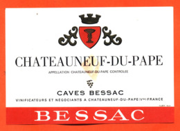 étiquette Vin De Chateauneuf Du Pape Caves Bessac à Chateauneuf Du Pape - 75 Cl - Côtes Du Rhône