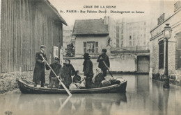 Transport En Barque Ferry Boat Crue De La Seine Rue Felicien David 1910 ELD . Déménagement . ELD - Ferries