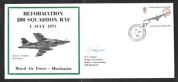 G.B. - Royal Air Force Honington - 208 Squadron Reformation Ltd. Edition Cover 1974 - Camp Postmark - Signed - Covers & Documents