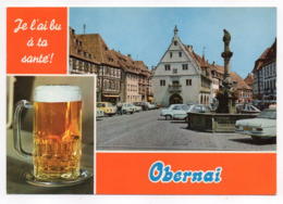 OBERNAI -- "Je L'ai Bu à Ta Santé " (bière) -- Place Avec Fontaine Et Voitures Dont Mercédès,Renault,Peugeot  -- - Obernai