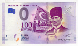 2019-1 BILLET TOURISTIQUE TURQUIE 0 EURO SOUVENIR N° TUAJ009104 ERZURUM - Private Proofs / Unofficial