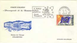 FRANCE Service  28 FDC  Europa Comité Européen Flamme Eau Santé Prospérité Water Wasser Cachet Mai 1968 [GR] - Lettres & Documents