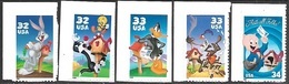 US  1997-2001   Bugs, Tweedy-Sylvester, Daffy, Roadrunner-Wylie Coyote, Porky Pig Loony Tunes Adhesive Stamps Face $1.64 - Nuovi