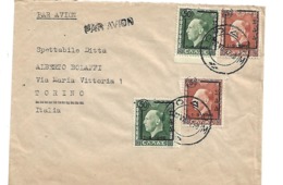 GR-NG045 / GRIECHENLAND - Dodokanes (Rodi) 22. Sept. 47, Luftpost Nach Italien (Torino) - Covers & Documents