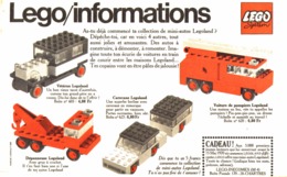 PUB  " CARAVANE / DEPANNEUSE / POMPIER /AMBULANCE / CHARIOT " " LEGO INFORMATION"   1970 - Non Classificati