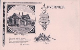 Auvernier La Gare Et Armoirie, Litho O. Huguenin (2147) - Auvernier