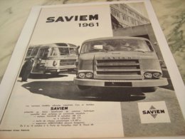 ANCIENNE PUBLICITE CARS ET CAMION SAVIEM  RENAULT 1961 - Camions