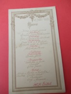 Menu Bristol Ancien Plié/Avec Encadrement Imprimé, Et Texte Manuscrit Rouge Et  Doré/Mr Henri FEIBEL/ 1920      MENU283 - Menú