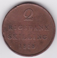 Danemark 2 Rigsbankskilling 1818, Frederik VI. KM# 689 - Danemark