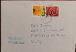 2016 Poland - Rose 5 Zl - Used Stamps On Cover To Italy - Cartas & Documentos