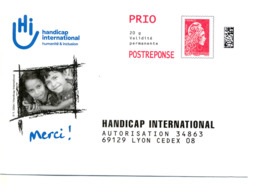 PAP Rep Handicap International Marianne Engagée (n° 228968 PAP166) - Prêts-à-poster: Réponse /Marianne L'Engagée