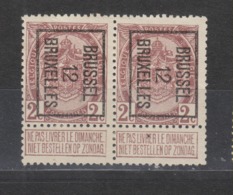 COB PO25 En Paire (*) Neuf Sans Gomme Avec Variété Double Point Après Dimanche - Typos 1906-12 (Wappen)