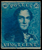 * N° 2Ab '20c Diepblauw' Getint - 1849 Hombreras