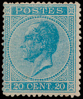 ** N° 18a '20 Cent. Lichtblauw' Z - 1865-1866 Perfil Izquierdo