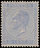 * N° 18Aa '20 Cent. Hemelsblauw' - 1865-1866 Perfil Izquierdo