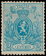 (**) N° 24 '2c Blauw' Hergomd, Mooi - 1866-1867 Petit Lion (Kleiner Löwe)