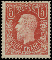 * N° 37 '5 Fr Bruinrood' Prachtz - 1869-1883 Leopold II.