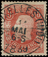 N° 37 '5F Bruinrood' Gestempel - 1869-1883 Leopold II