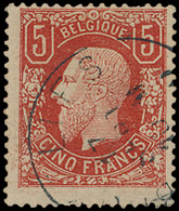 N° 37 '5F Bruinrood' Zeer Fris - 1869-1883 Leopoldo II
