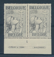 * N° 377 '10c Grijs' (in Paar), - Unused Stamps