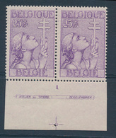 * N° 378 '25c Violet' (in Paar), - Nuevos