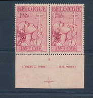 * N° 381 '1F Karmijn' (in Paar), - Unused Stamps