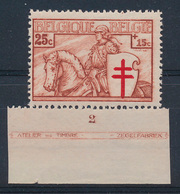 ** N° 395 '25c Roodbruin' Plaatnr - Unused Stamps